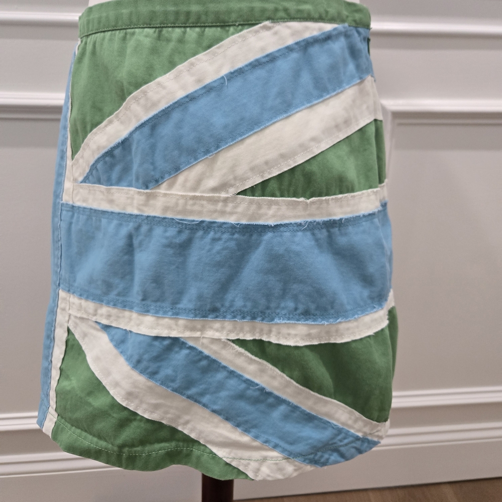 Boden Green and Blue Asymmetrical Bubble Skirt